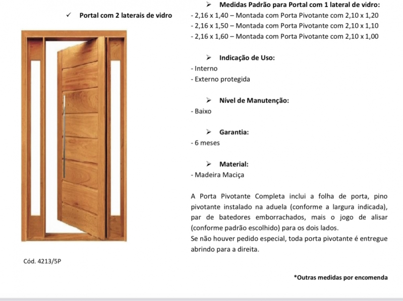 Portas de Madeira Maciça JARDINS - Porta de Madeira com Vidro